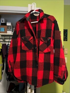 Woolrich Red and Black Buffalo Plaid Wool Shirt jacket